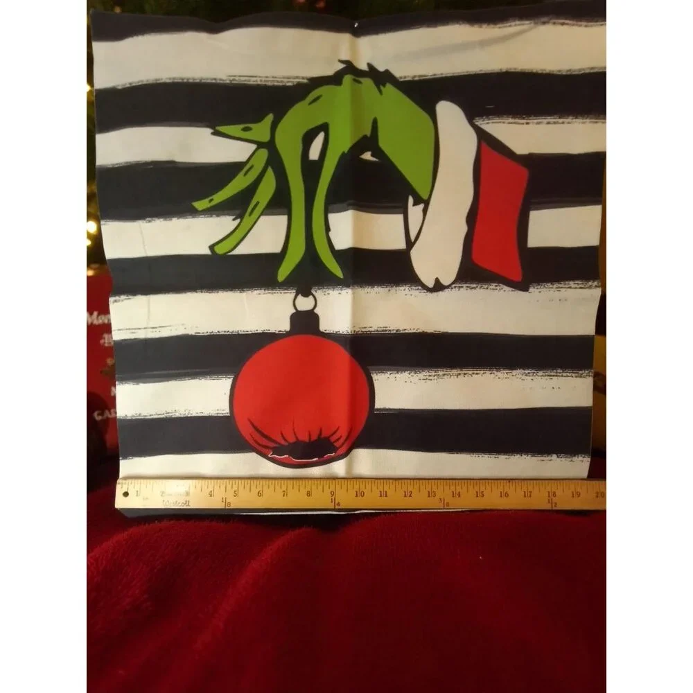 Merry Grinchmas Striped Cushion Cover – Holiday Home Decor